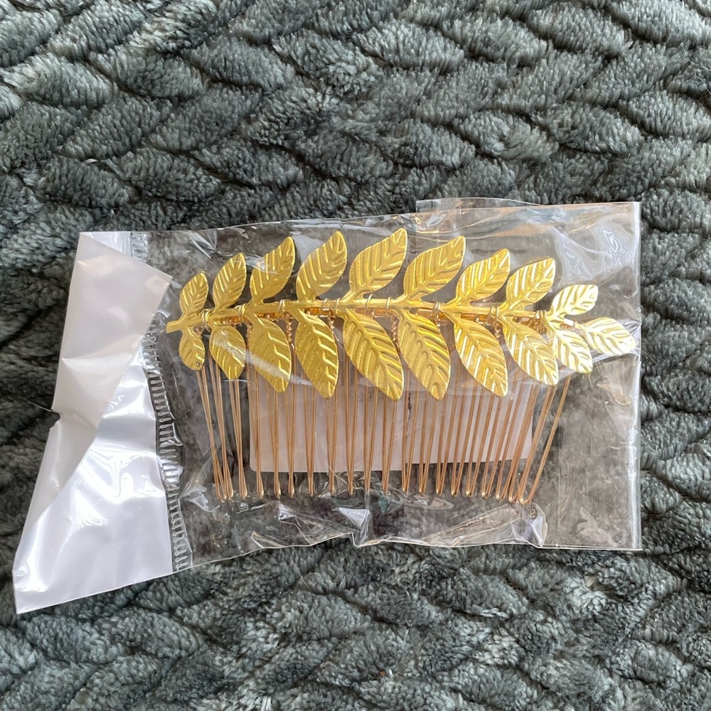 Gold metal leaf hair pin